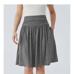 Halara High Waisted Ruched Pocket Flowy Skirt L Darl Grey